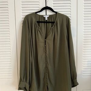 Nine West Women’s Blouse Olive Green 3XL